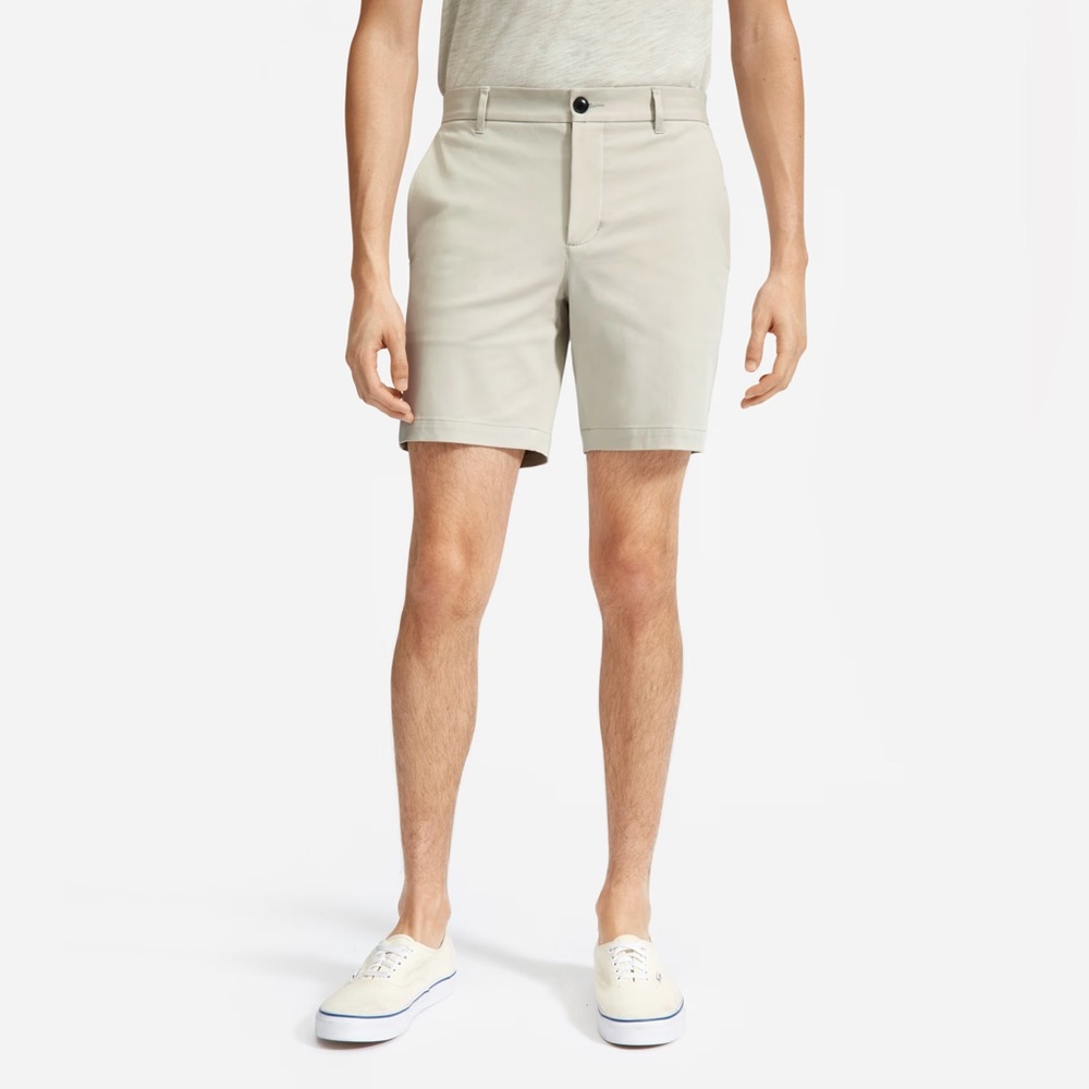 NWT EVERLANE SIZE 35 The 7” Slim-Fit‎ Performance Chino Short shorts stone grey
